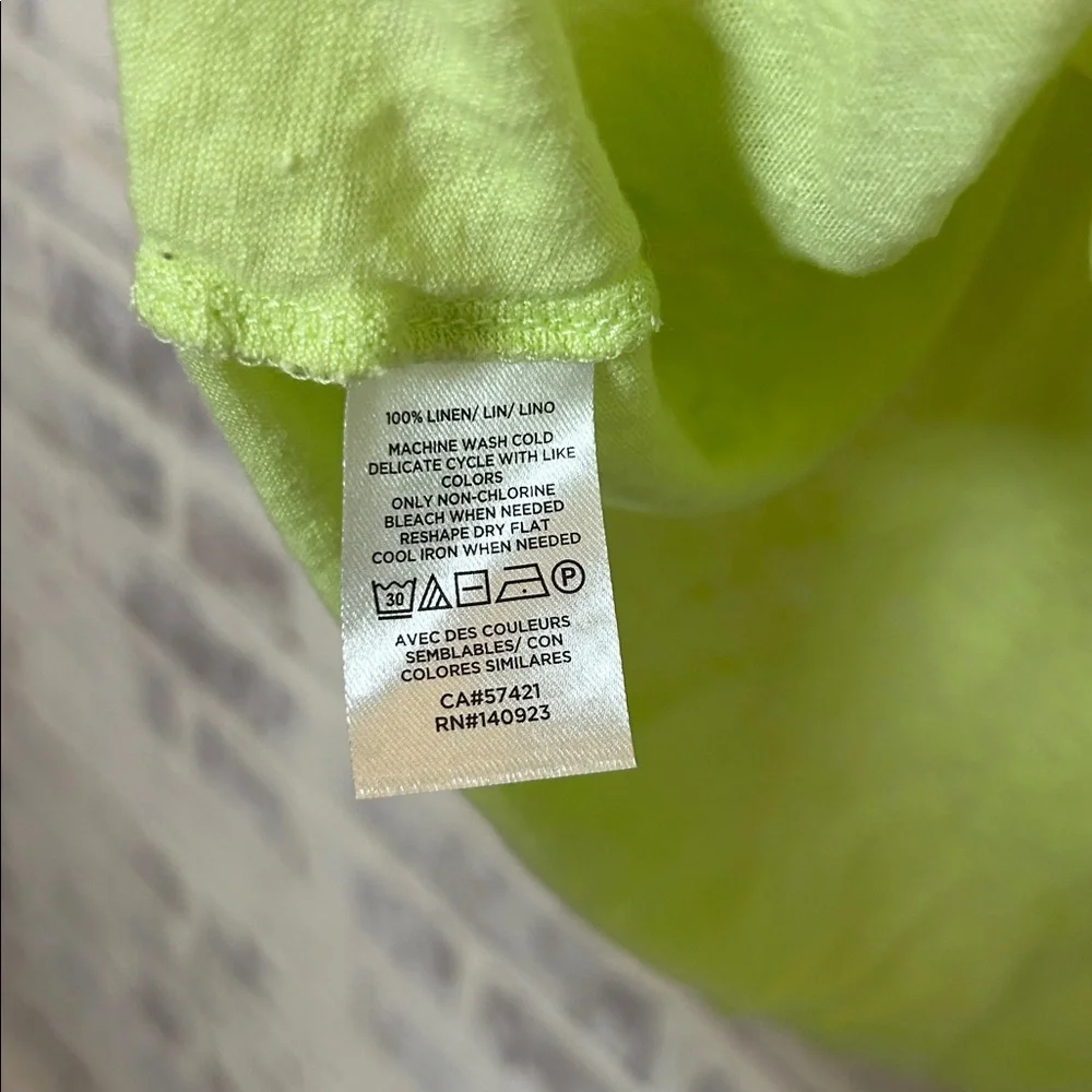 LOFT Linen Women's XL Pocket Tee Neon Green S/S Tshirt Lightweight Beach Summer - Picture 5 of 5